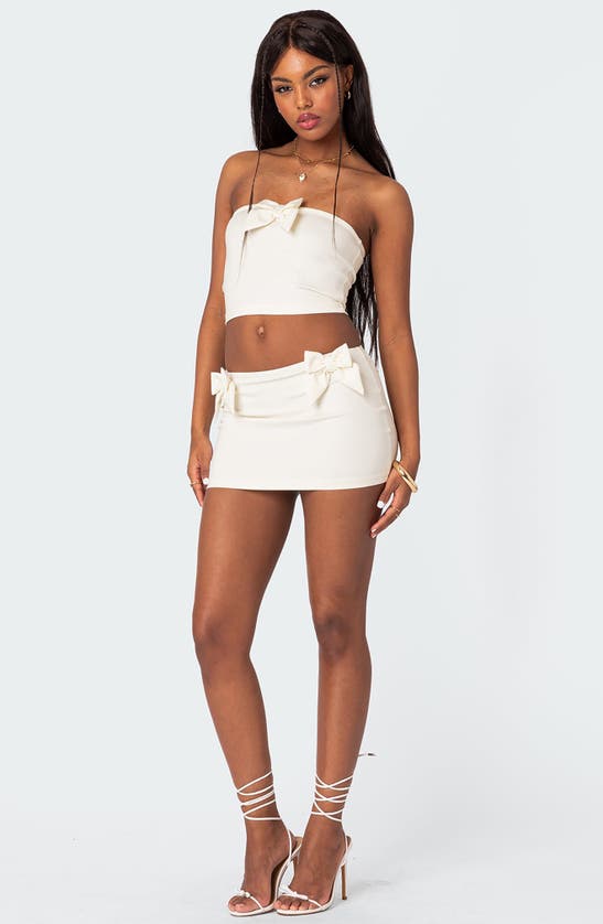 Shop Edikted Gabriella Bow Miniskirt In White
