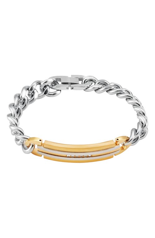 AMERICAN EXCHANGE GOLDTONE PLATED STAINLESS STEEL DIAMOND CROSS NECKLACE & BRACELET 2-PIECE SET 