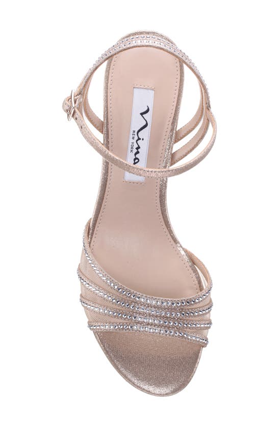 Shop Nina Nathyn Crystal Embellished Sandal In Gold/taupe