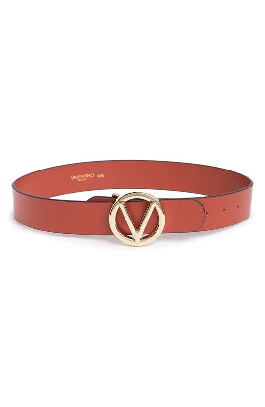 Valentino By Mario Valentino Giusy Leather Belt In Gold Flame