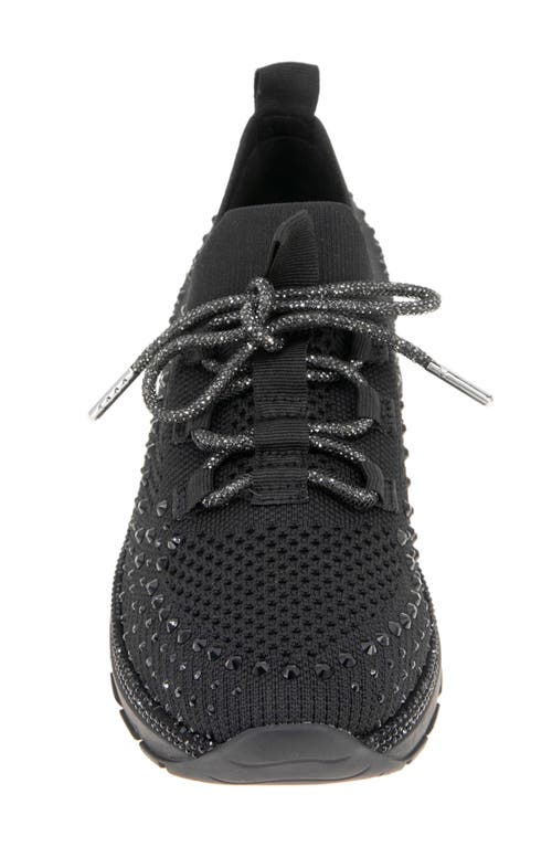 Reaction Kenneth Cole Kacey Rhinestone Knit Sneaker In Black Knit
