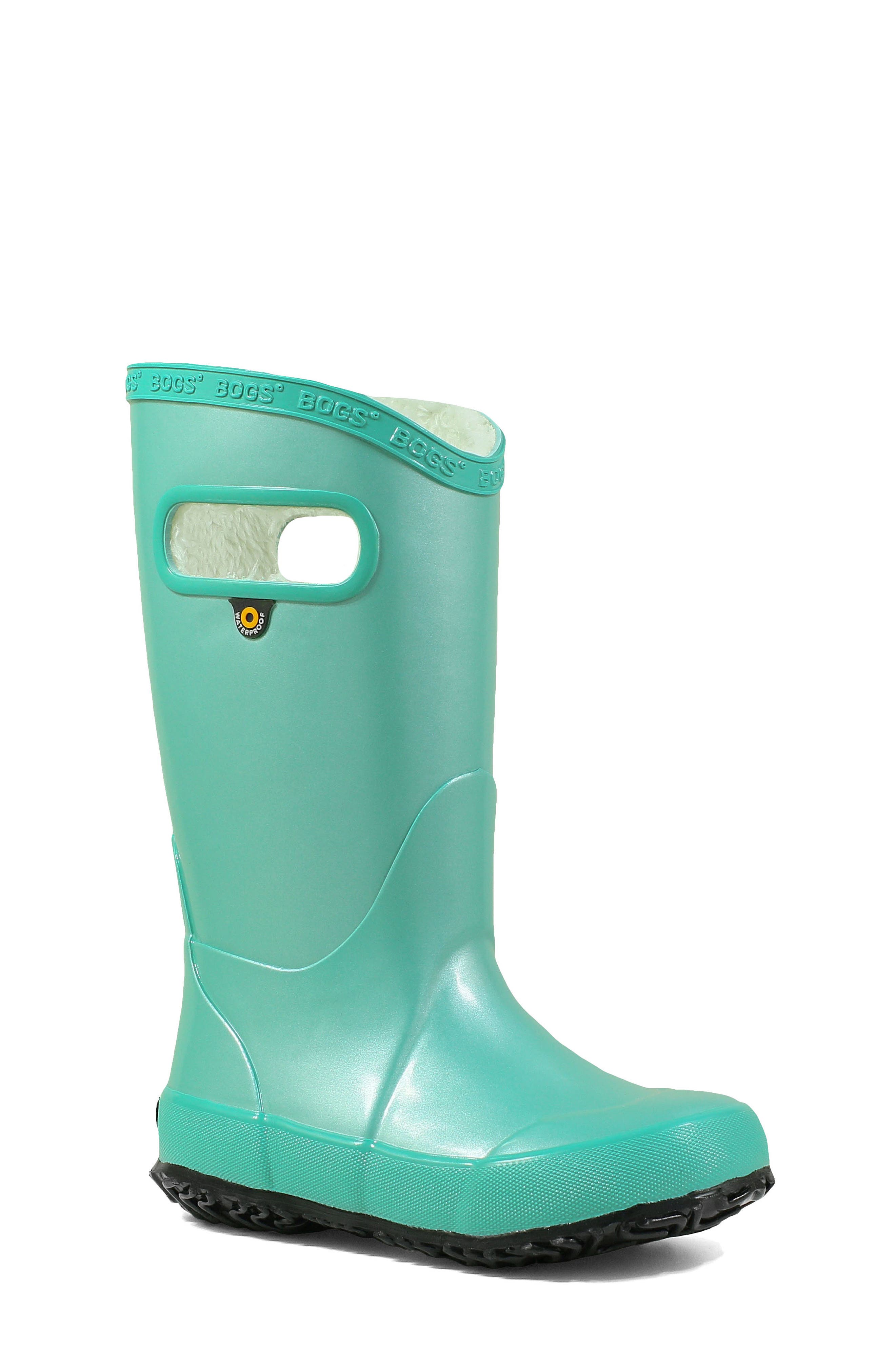 turquoise rain boots