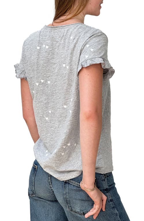 Billy T Heart Cluster Embroidered T-shirt In Heather Grey