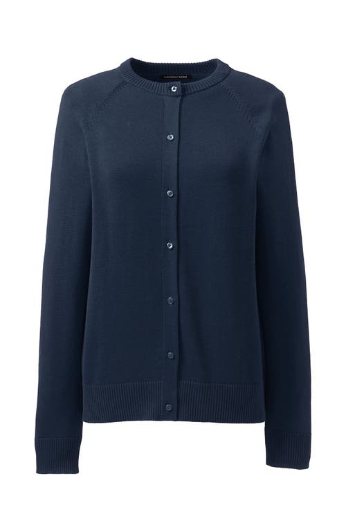 Lands' End School Uniform Young  Cotton Modal Cardigan Sweater In Classic Navy
