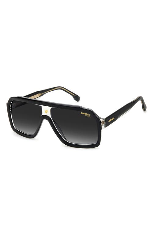 Carrera Eyewear 60mm Gradient Polarized Rectangular Sunglasses In Black Grey/grey