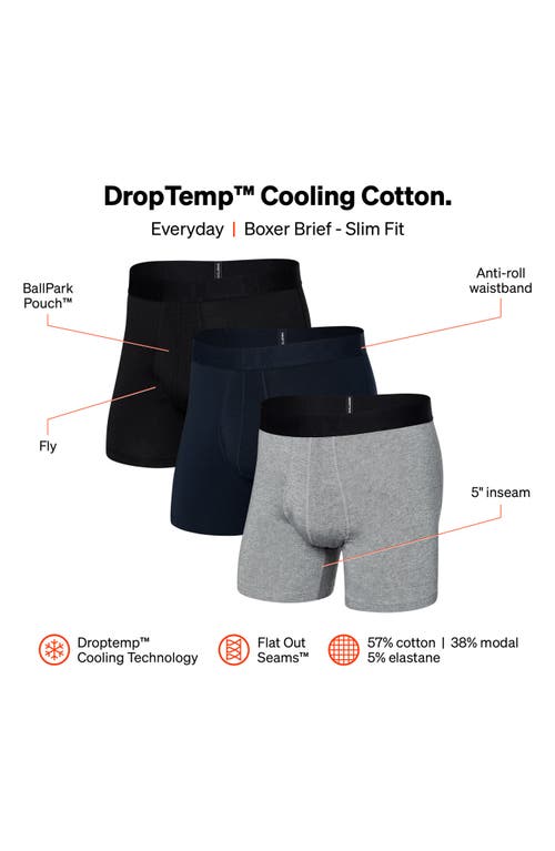 Shop Saxx Assorted 3-pack Droptemp™ Cooling Cotton Slim Fit Boxer Briefs In Dark Grey/dark Ink/black