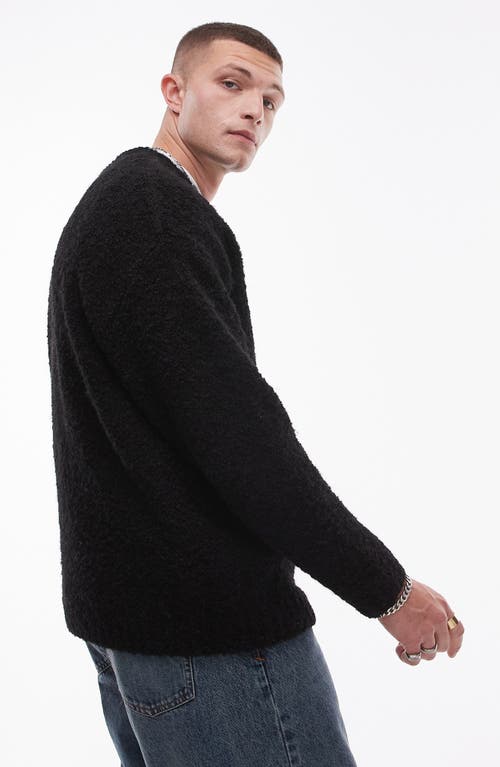 Shop Topman Relaxed Fit Bouclé Sweater In Black