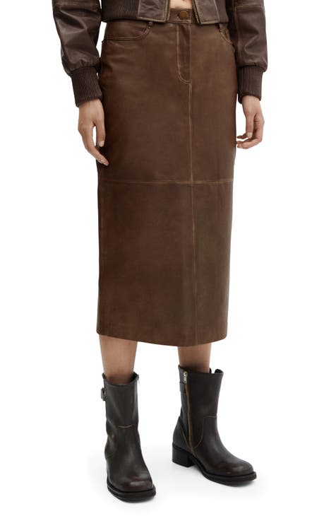 Brown leather skirt clearance nordstrom