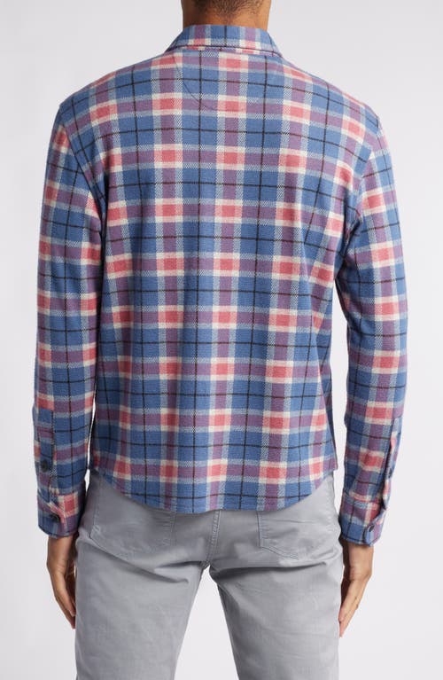 Shop Johnnie-o Kaden Plaid Knit Flannel Button-up Shirt In Laguna Blue