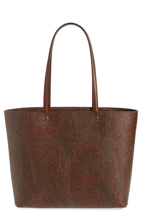 Shop Etro Large Paisley Essential Shopper In Brown/red