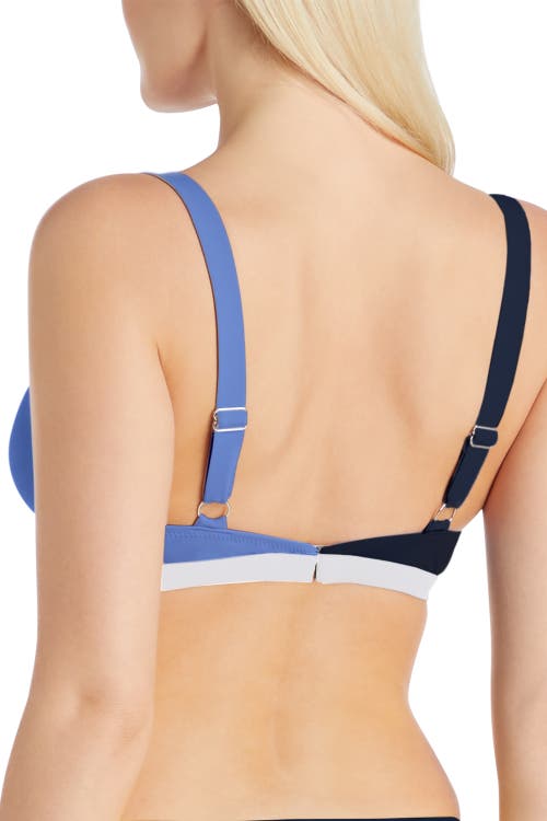 Shop Valimare Carmel Color Block Bikini Top In Navy Blue