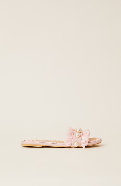 Btb Los Angeles Valentina Fringe Slide In Light Pink