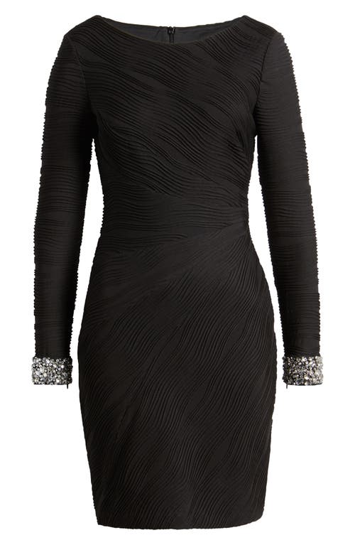 Shop Vince Camuto Rhinestone Detail Long Sleeve Cocktail Dress In Black