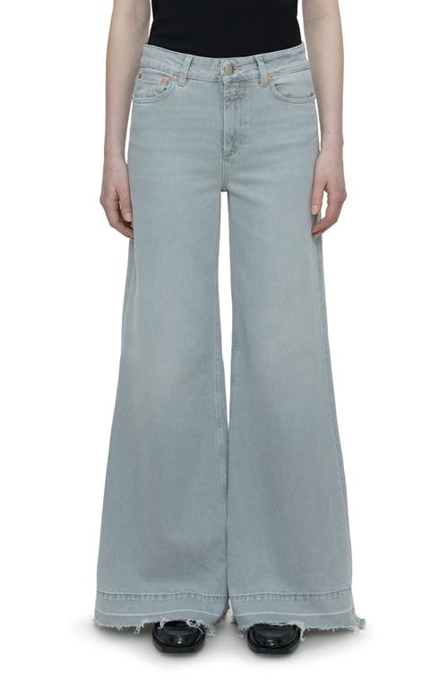 Closed Glow Up Raw Hem Wide Leg Jeans Light Grey at Nordstrom,