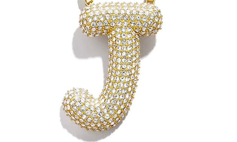 Shop Baublebar Pavé Crystal Bubble Initial Pendant Necklace In Gold J