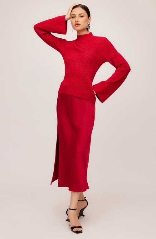 Shop Fifteen Twenty Brielle Flare Sleeve Mock Neck Sweater In Red