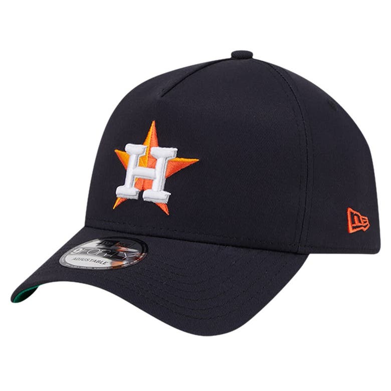 New Era Navy Houston Astros Team Color A-frame 9forty Adjustable Hat In Black