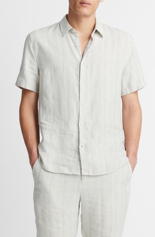 Vince Shadow Stripe Short Sleeve Button-Up Shirt Alabaster/Limestone at Nordstrom,