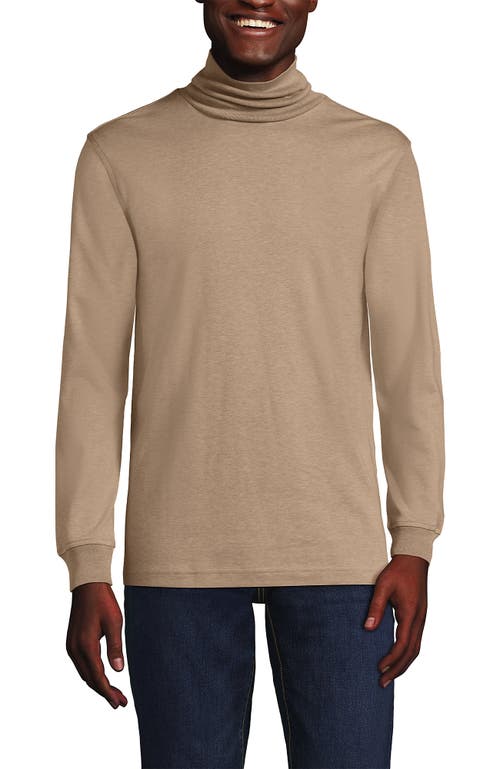 Shop Lands' End Cotton Supima Turtleneck In Warm Taupe Heather