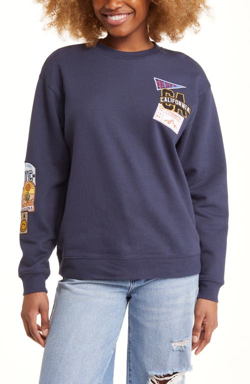 Vinyl Icons Patches Cotton Blend Sweatshirt in Navy