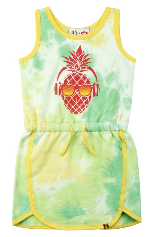 Appaman x Ziggy Kids' Pineapple Tie Dye Cotton Graphic Tank Dress in Lime Tie Dye