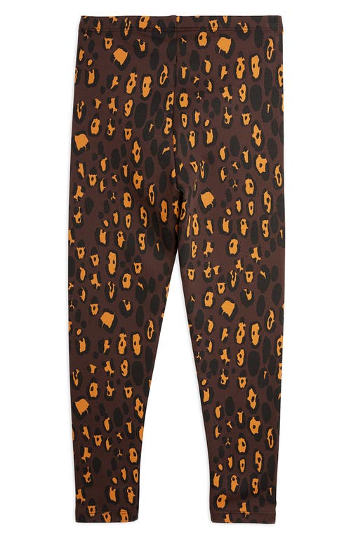 Shop Mini Rodini Kids' Animal Print Leggings In Brown