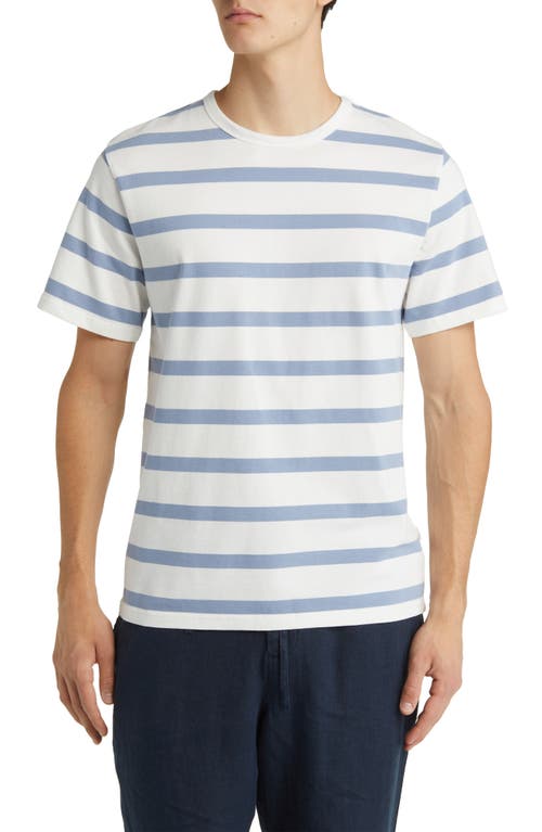 FORET Pole Stripe Organic Cotton T-Shirt in Cloud/Ocean