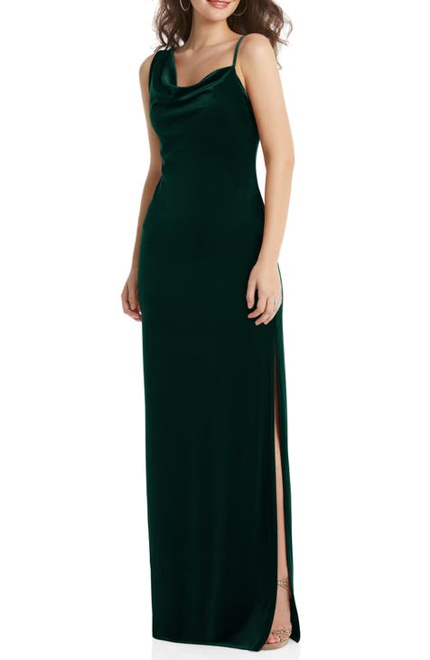 womens velvet green dress