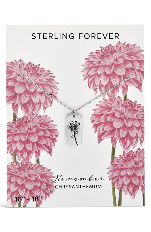 Sterling Forever Birth Flower Pendant Necklace In Silver/november