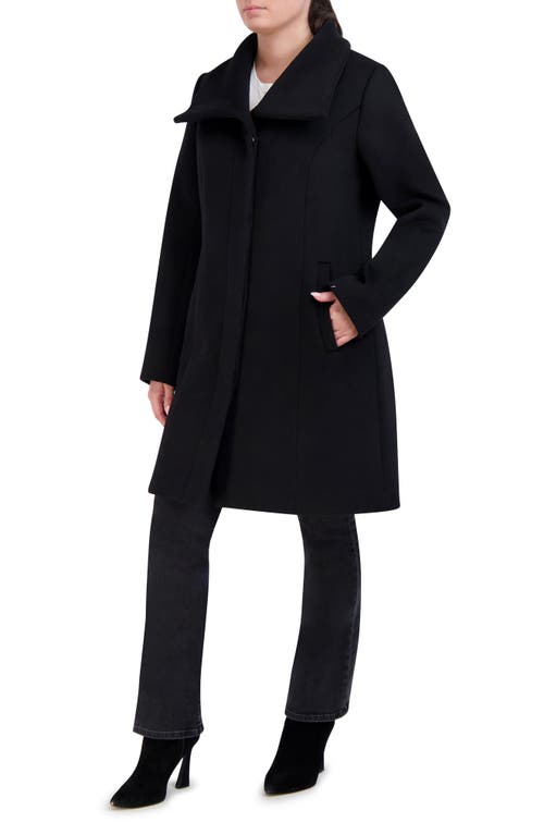 Cole Haan Women's Convertible Collar Wool Blend Coat In Black