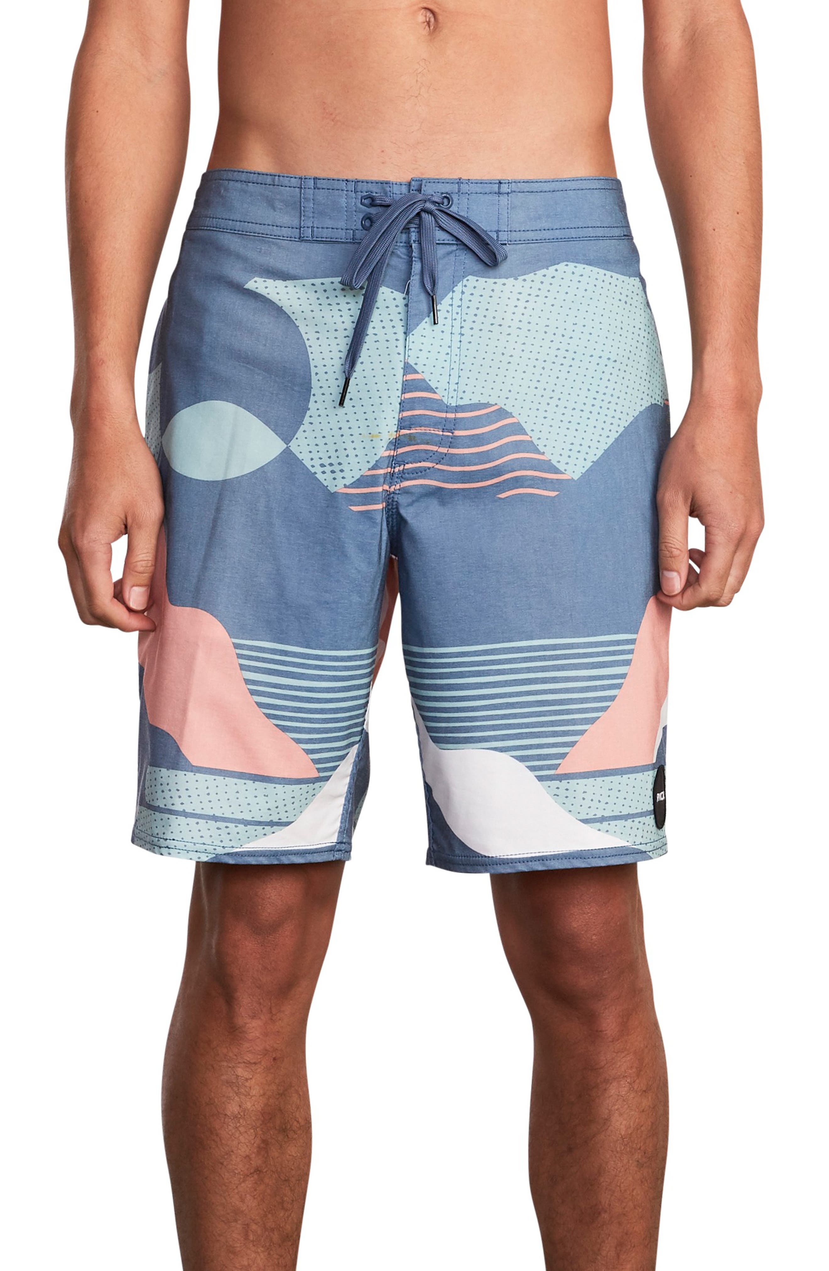 Rvca Outlook Print Board Shorts, Blue