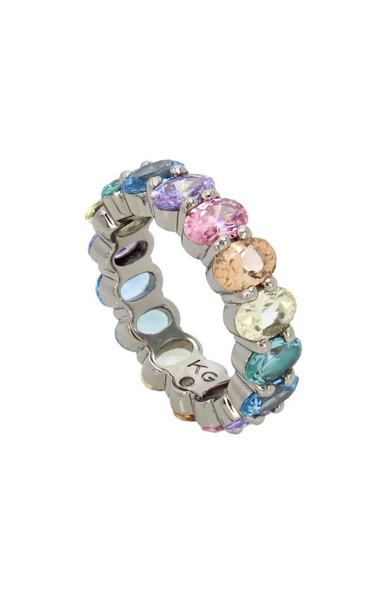 Shop Kurt Geiger London Rainbow Cubic Zirconia Eternity Ring In Multi