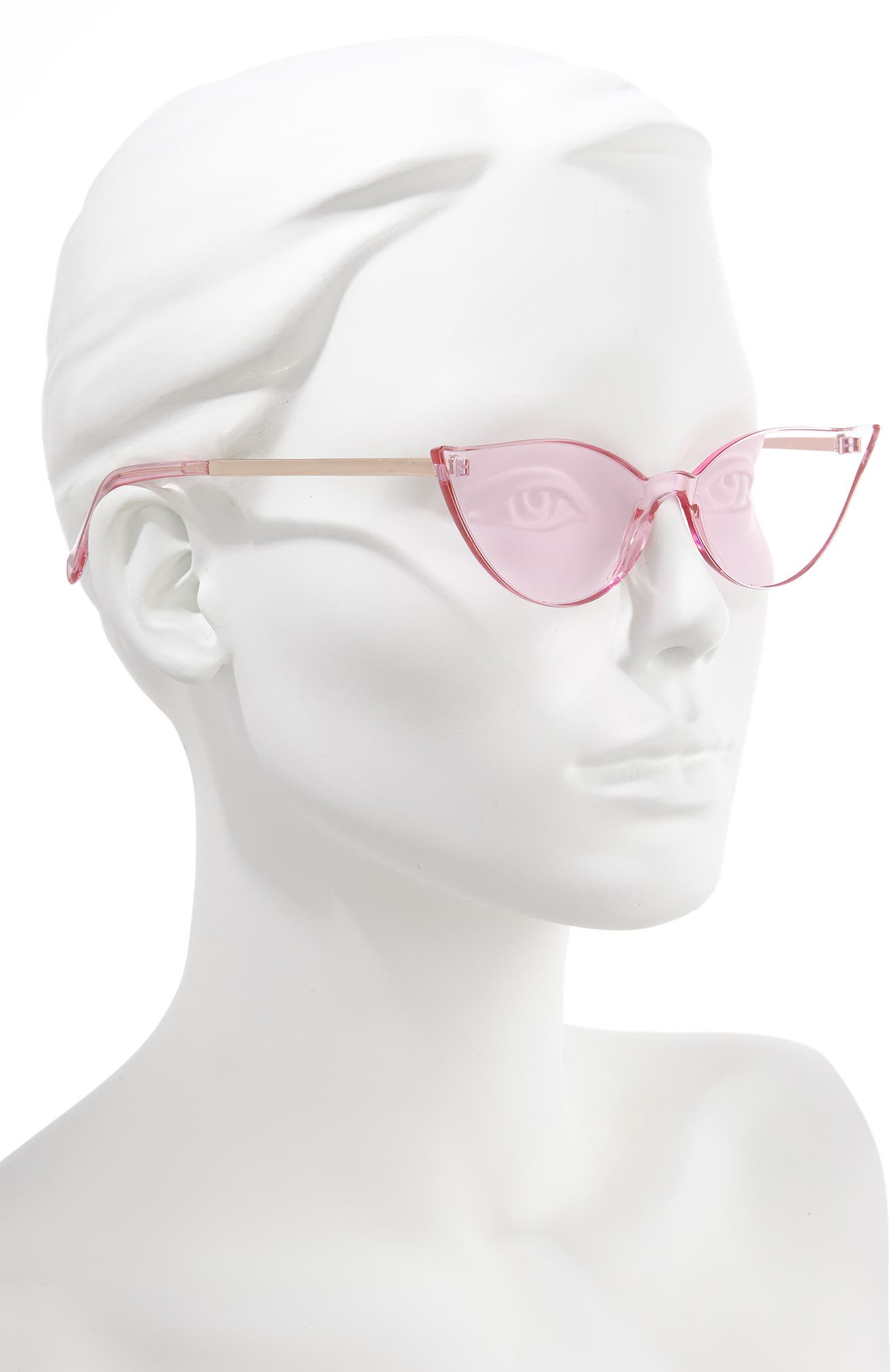  56mm Cat Eye Shield Sunglasses, Alternate, color, GOLD/PINK