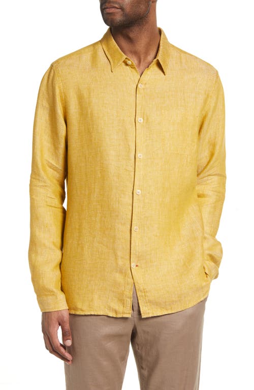 Oliver Spencer Men's New York Special Linen Button-Up Shirt in Yellow