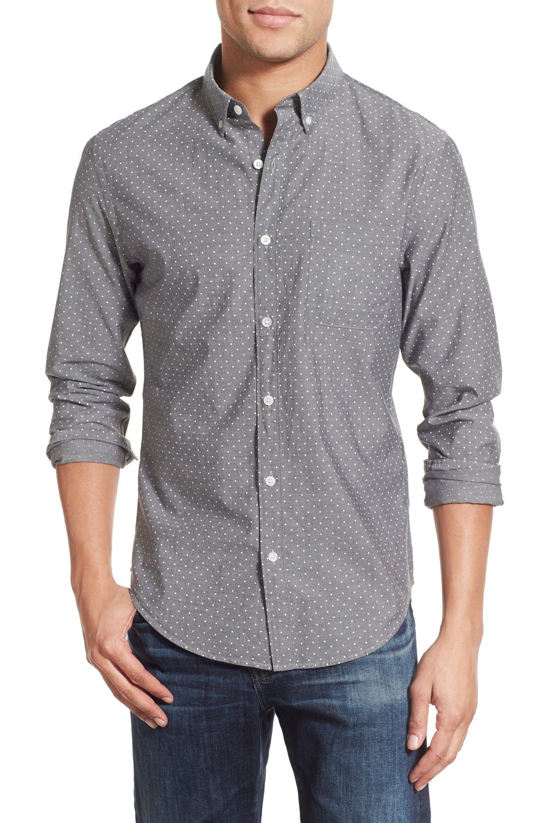 Bonobos Slim Fit Dot Print Chambray Sport Shirt Nordstrom