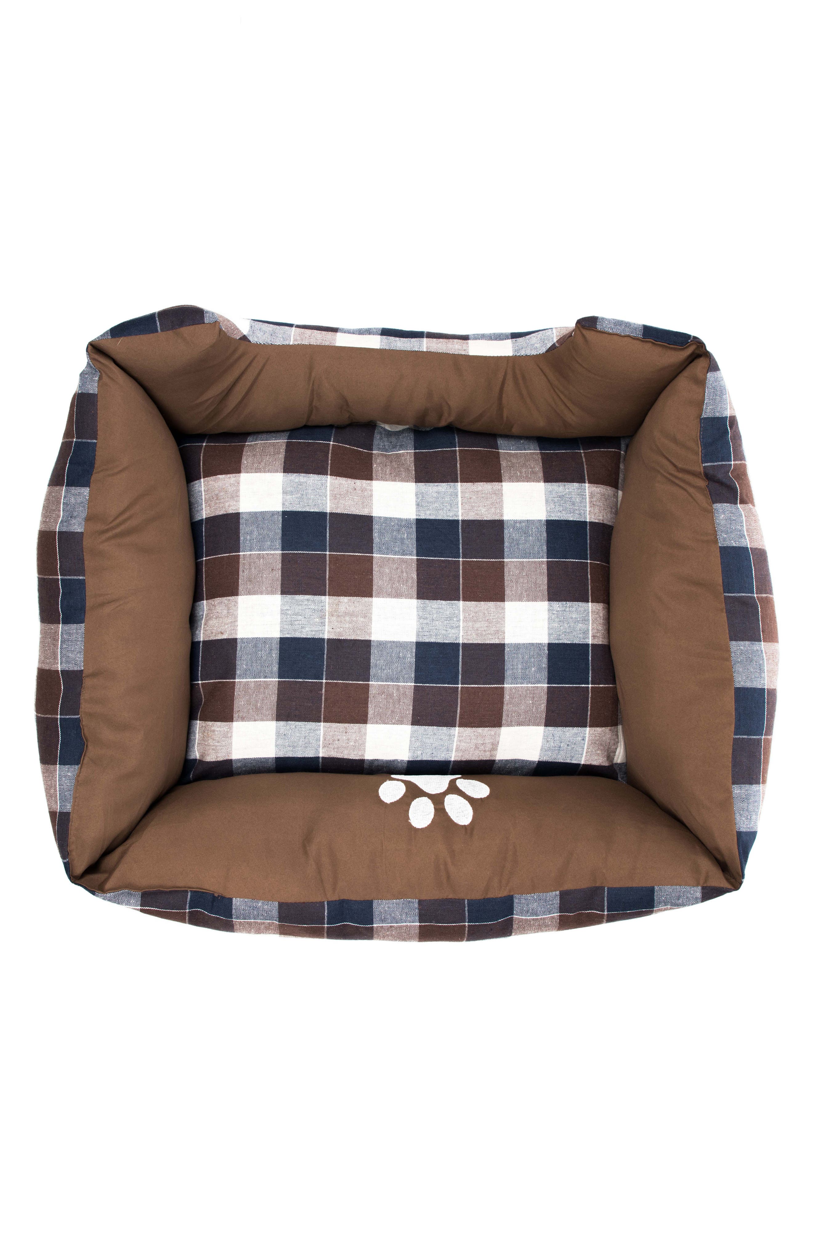 Duck River Textile Hasley Chocolate Plaid Square Pet Bed