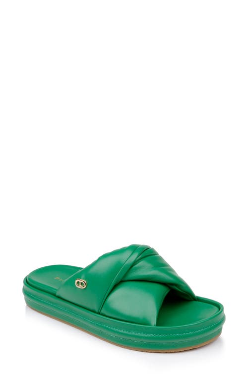Milan Slide Sandal in Green Leather