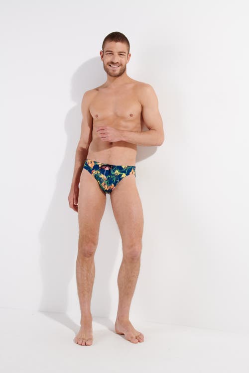 Shop Hom Flamingo Mini Brief In Navy Print