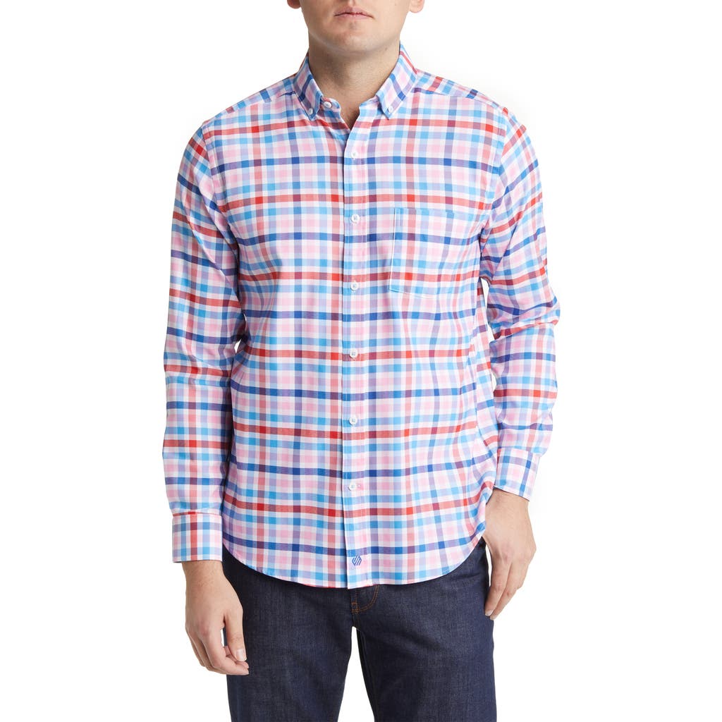 Johnston & Murphy Xc4® Classic Fit Check Plaid Stretch Button-down Shirt In Blue/red