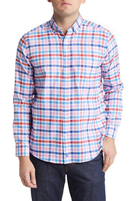 XC4 Classic Fit Check Plaid Stretch Button-Down Shirt in Blue/Red