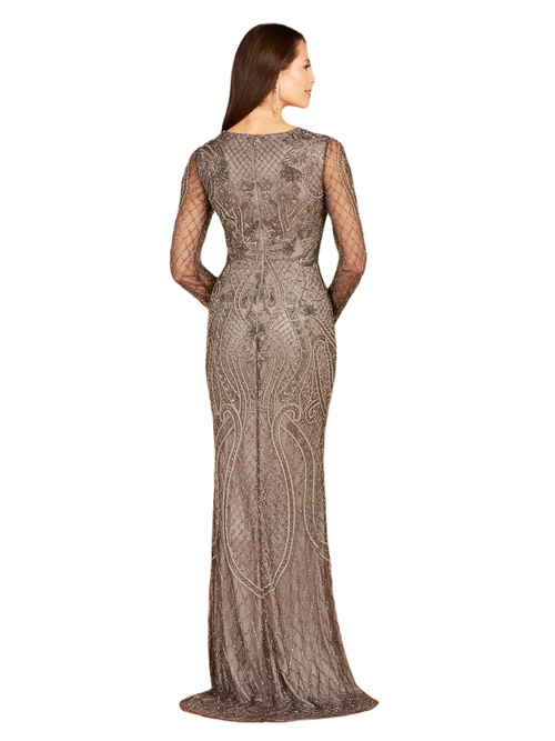 Lara New York Long Sleeve Beaded Dress In Grey
