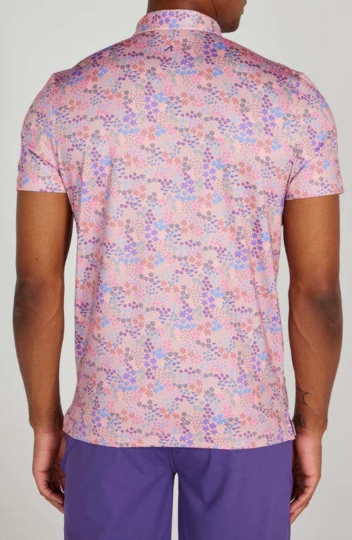 Shop Redvanly Rhodes Floral Performance Golf Polo In Peony Multi