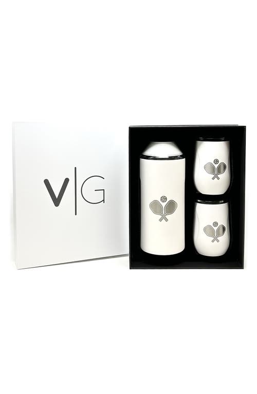 Vinglacé Pickleball Wine Bottle Chiller & Tumbler Gift Set in White at Nordstrom