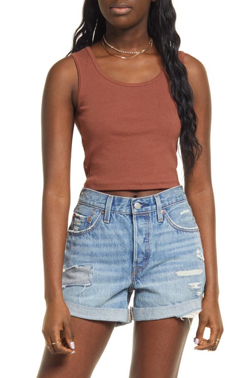 BP. Classic Rib Crop Tank in Brown Mink
