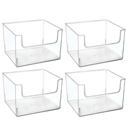 mDesign Plastic Large Home Storage Organizer Bins with Open Front, 4 Pack in Clear at Nordstrom