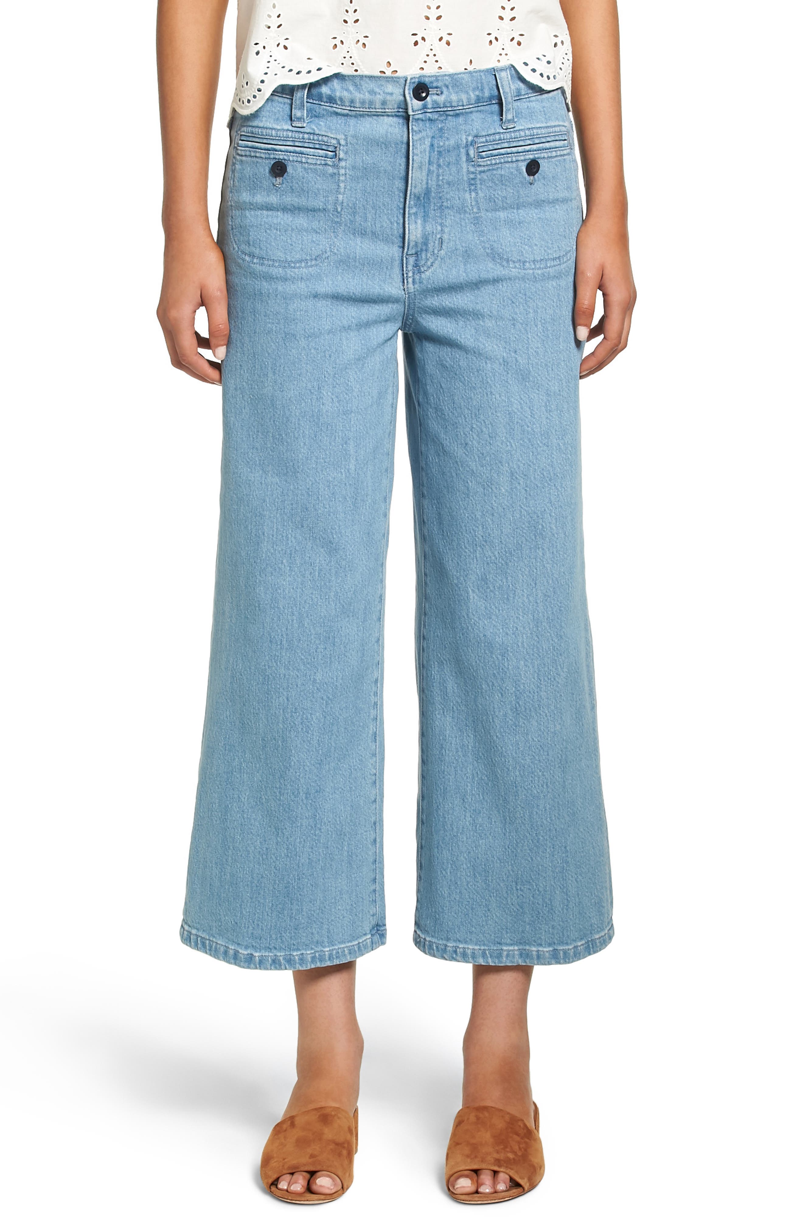 Madewell High Waist Crop Wide Leg Jeans (Edgeley Wash) Nordstrom
