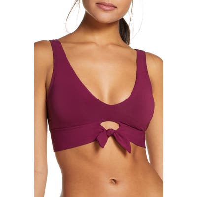 Robin Piccone Ava Knot Front Bikini Top, Purple