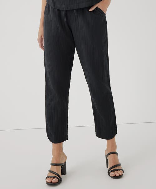 Pact Organic Coastal Double Gauze Tapered Pull-on Pant In Black