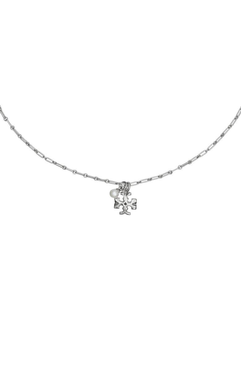 Tory Burch Delicate Imitation Pearl Logo Pendant Necklace | Nordstrom