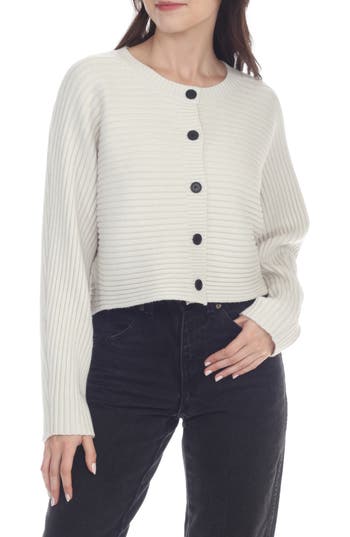 Rain And Rose Cropped Cardigan In Ivory